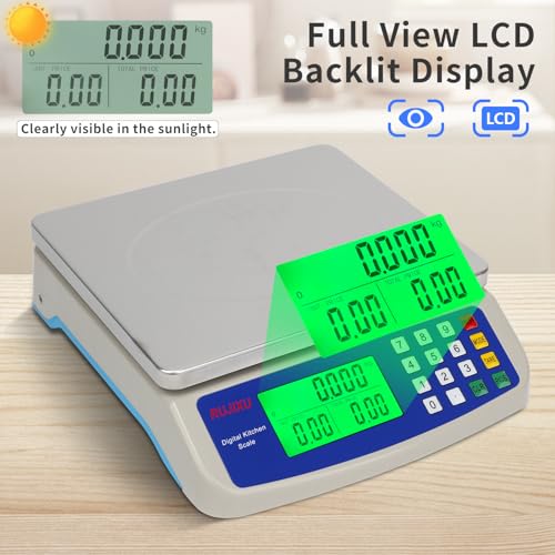 Large Digital Kitchen Scale 30KG Commercial Food Scale 66LB for Baking Bread Meat Stainless Steel Price Computing Scale LC...