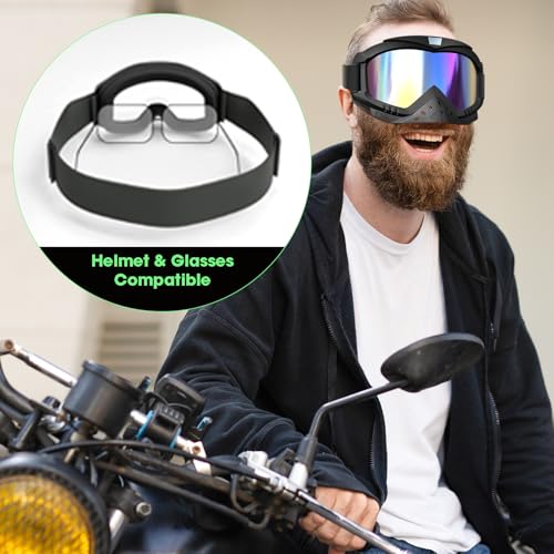 Motorcycle Goggles, Dirt Bike, Ski, ATV Windproof Racing Goggles, for Adults, Men, Women, Youth