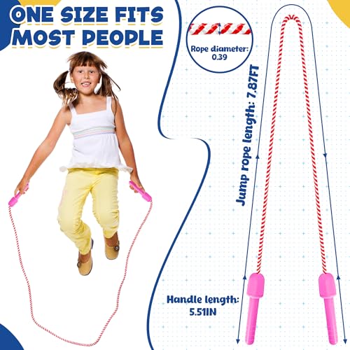 ZATAYE Kids Jump Rope, Colorful Nylon Skipping Ropes for Children, 7.78FT Adjustable Length, 5.51IN Handles, Lightweight S...