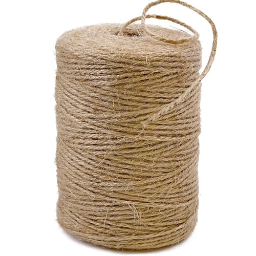 656 Feet 3Ply Jute Twine String, 2mm Natural Brown Thick Twine Rope for Crafts, Gardening, Tomato, Climbing Plant, Tie Flo...