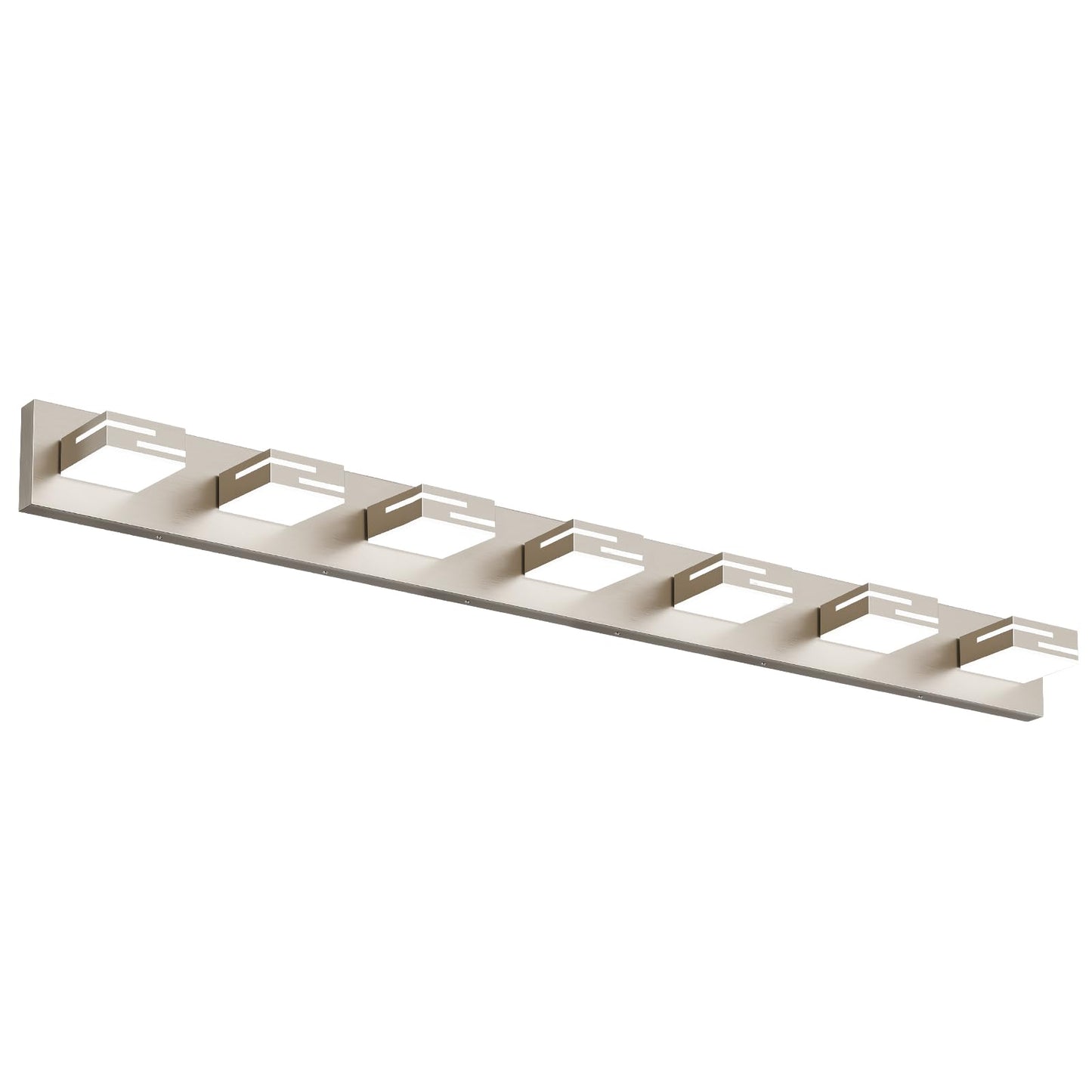 LKHF LED Modern Bathroom Vanity Light Fixtures, 7-Light 48-inch Dimmable Brushed Nickel Vanity Lights for Bathroom Lighting Fixtures Over Mirror, with 350° Rotatable Acrylic Heads (Cool White 6000K)