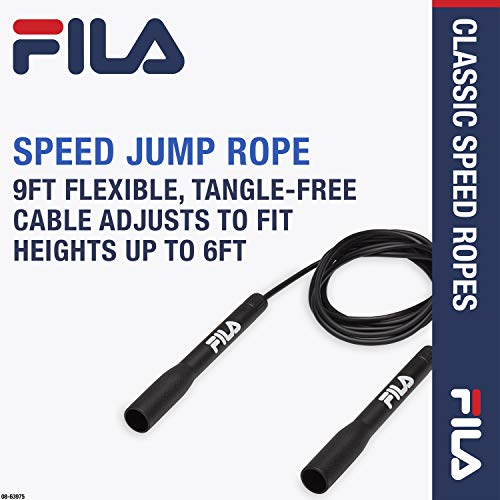 FILA Accessories Speed Jump Rope - 9ft Classic Fitness Jumping Rope | Adjustable Tangle-Free Cable & Extended Grip Handles...