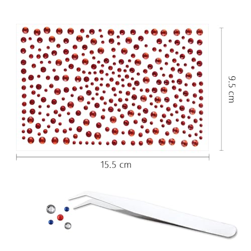 4th of July Face Gems with Tweezers Red White and Blue Tattoos Accessories Self-Adhesive Jewels Stickers for Women Girls 4...