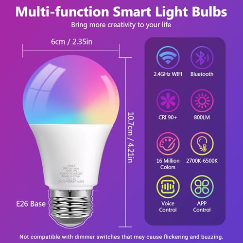 DAYBETTER Smart Light Bulbs, RGBCW Color Changing Smart Bulb Compatible with Alexa & Google Home,Preset Scene, Music Sync,...