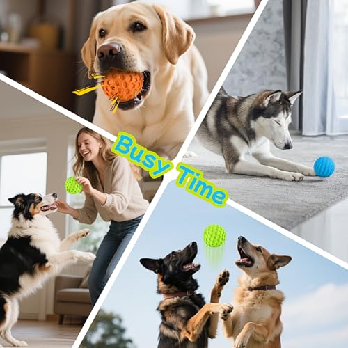 havit Indestructible Squeaky Dog Balls for Aggressive Chewers, Interactive Dog Toys to Keep Them Busy, Rubber Dog Chew Toy...