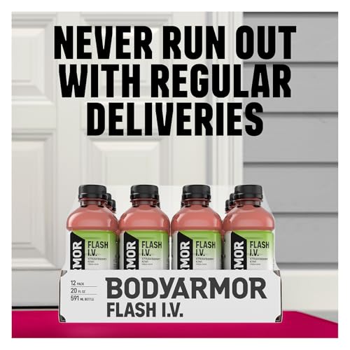 BODYARMOR Flash I.V. Electrolyte Beverage, Strawberry Kiwi, Hydration Drink with Coconut Water For Rapid Rehydration, Post...