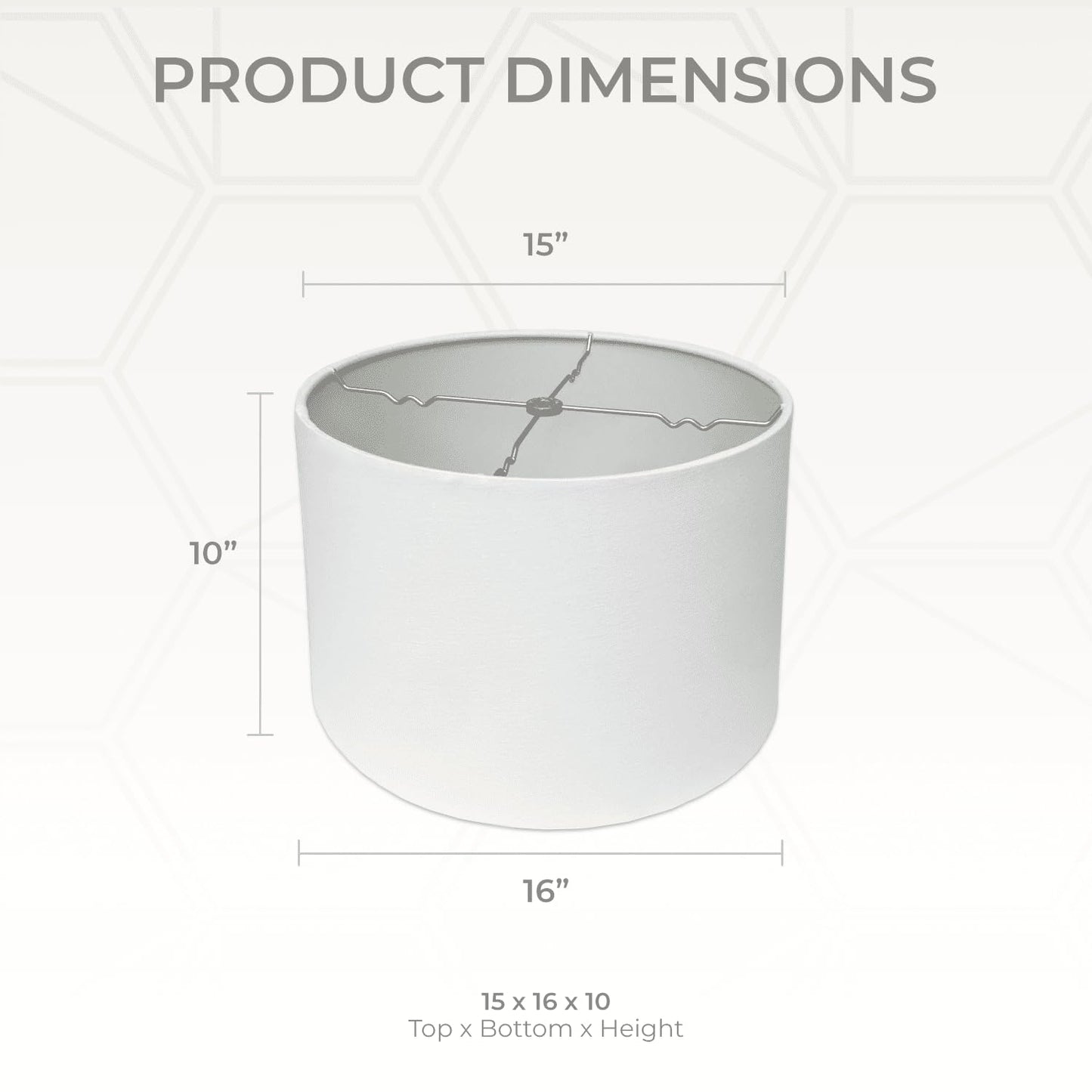 Royal Designs, Inc. Hardback Lamp Shade Shallow Drum 15 x 16 x 10 Linen White Model HB-610-16LNWH
