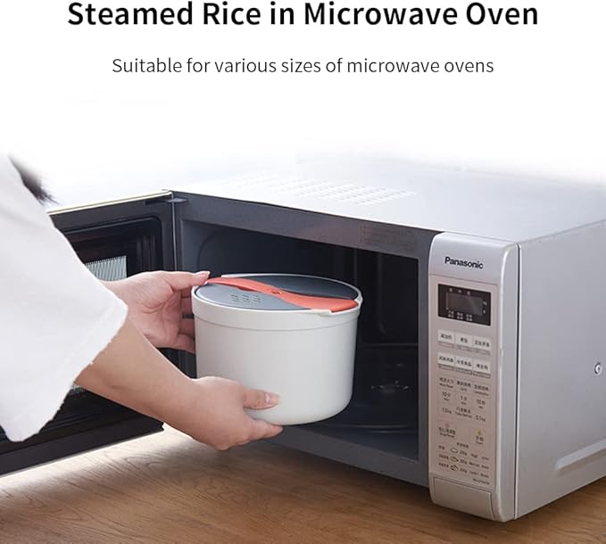 Microwave Rice Cooker, 2L Microwave Rice Steamer Pasta Cooker, Food Grade PP Microwave Rice Cooker, Strainer and Steamer Pot Set,4PCS(COLOR:orange)
