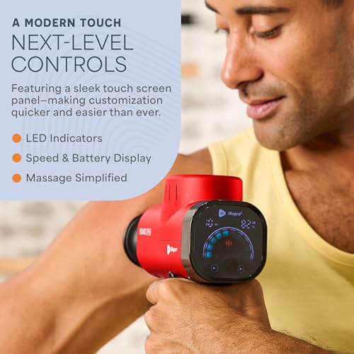 Lifepro Sonic Pro Handheld Electric Massage Gun – Deep Tissue Percussion Massager Gun with 10 Speeds & 9 Heads – Muscle Ma...