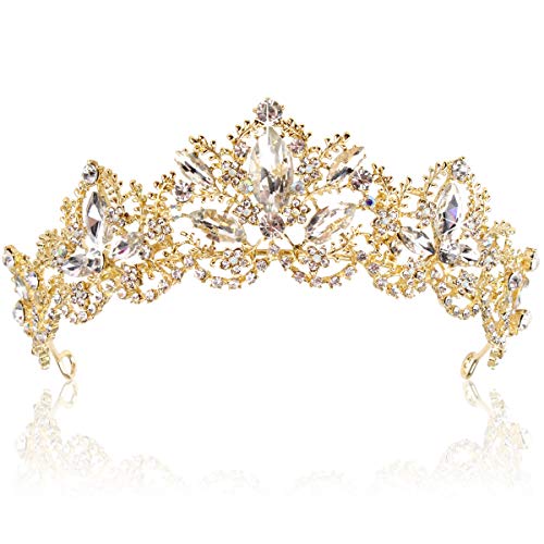 Exacoo Gold Tiara Wedding Tiaras and Crowns for Women,Rhinestone Queen Women Princess Crown Birthday Headbands Prom Bridal...