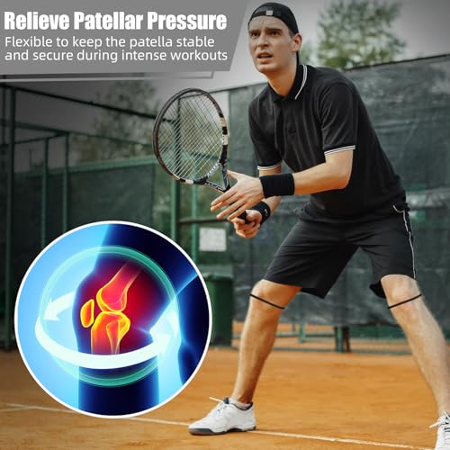 Foilswirl Silicone Patella Knee Band for Basketball Patella Tendon Support Knee Pain Running Tendon Brace Support Strap(2,...