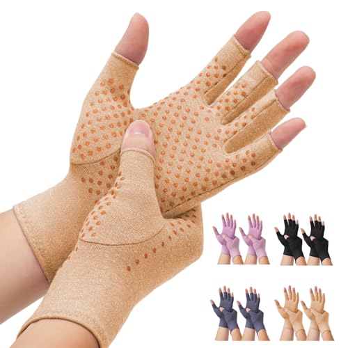 DRNAIETY 2-Pair Arthritis Compression Gloves- for Hand Arthritis, Carpal Tunnel Pain, Rheumatoid Arthritis, RSI, Fingerles...