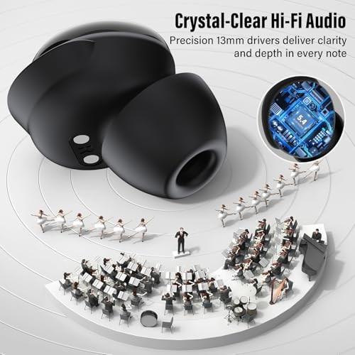 VEKJ Sleep Earbuds, Bluetooth 5.4 in Ear Smart Touch Screen Earbuds, 48H Mini Sleep Headphones Small Design for Side Sleep...