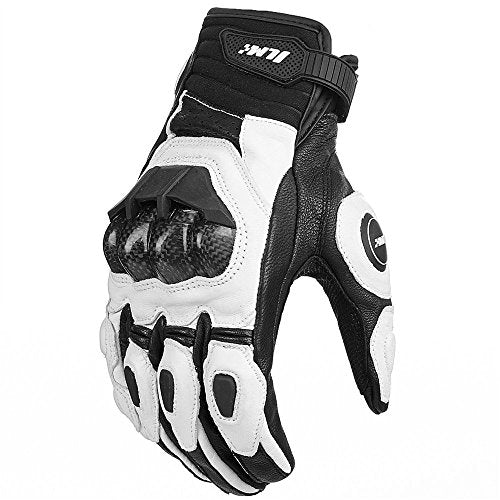 ILM Air Flow Leather Motorcycle Gloves Touchscreen for Men and Women Model-GRC01 (M, White)