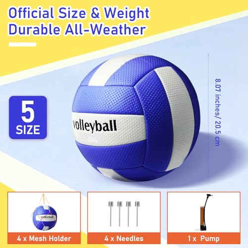 Soulchen 4 Pack Volleyball Official Size 5 Soft Official Volleyballs Kits with Pump Needles Mesh Bag Beginners Training Eq...