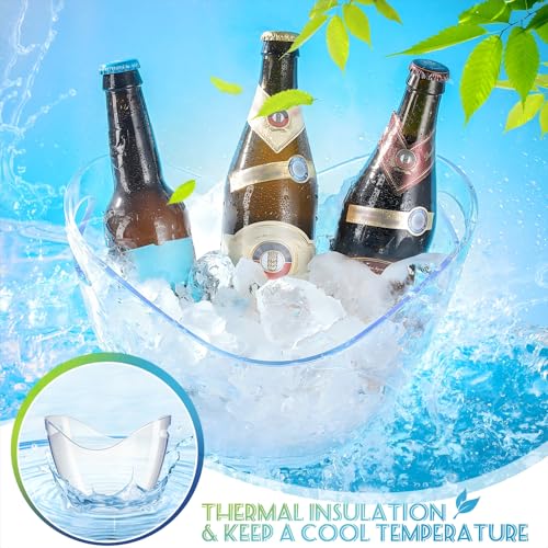 Cunhill 24 Pieces Plastic Clear Ice Bucket with Scoops Clear Acrylic Ice Tub Plastic Wine Bucket Party Beverage Chiller Bi...