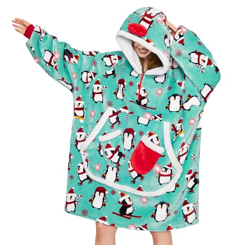 OLAOLA Wearable Blanket Hoodie for Adults, Oversized Fluffy Hooded Blanket Thick Sweatshirt with Pockets