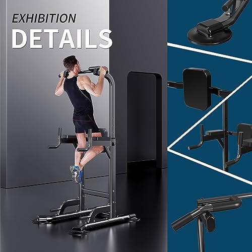Power Tower Adjustable Height Pull Up & Dip Station Multi-Function Home Strength Training Fitness Workout Station for Home...