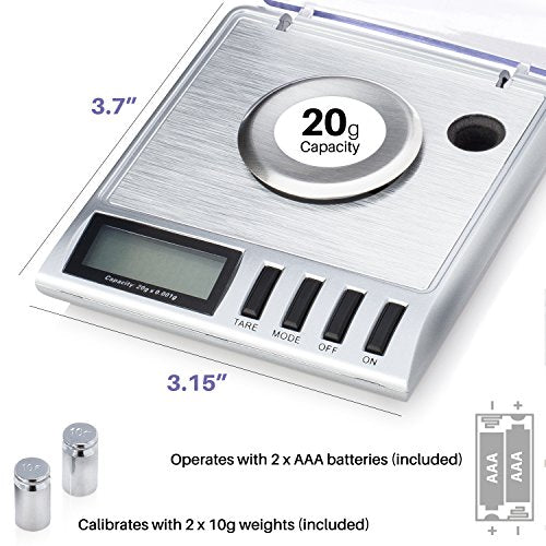 Smart Weigh GEM20-20g x 0.001 Grams, High Precision Digital Milligram Jewelry Scale, Reloading, Jewelry and Gems Scale, Ca...