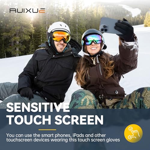 RUIXUE Thermal Gloves for Men Women, Winter Windproof Anti-Slip Touch Screen Running Gloves for Driving Riding Cycling Hik...