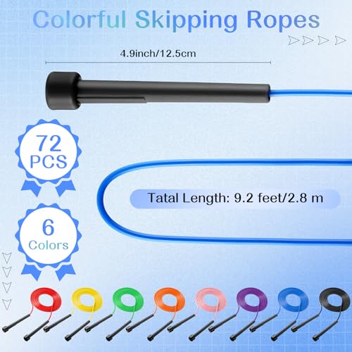 Silipull 72 Pcs PVC Jump Ropes for Fitness 9.2 ft Adjustable Skipping Rope Versatile Unbreakable Speed Rope with Plastic H...