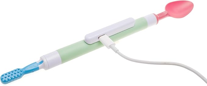 TalkTools Sensi Rechargeable Oral Sensory Therapy Tool with Soft Sensi Jaw Tips – 5-Piece Adjustable Sensory Stimulation Set for Oral Motor Awareness & Feeding Skill Development – Green