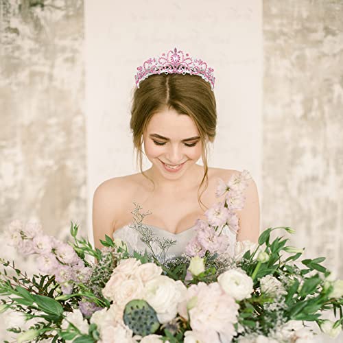 Tiaras for Women, Pink Crystal Crowns Princess Tiara with Comb Rhinestone Hair Accessories Halloween Christmas Birthday We...