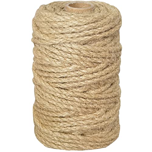 PerkHomy 5mm Jute Rope 105 Feet Twisted Heavy Duty and Thick Twine Rope for Cat Scratcher Scratching Post Tree Craft Proje...