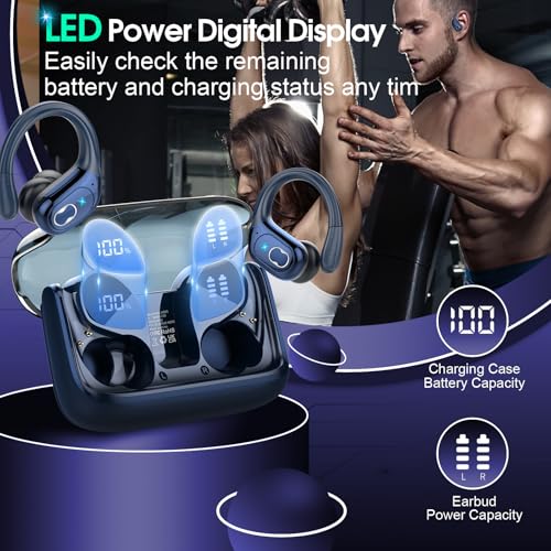 Wireless Earbuds 75hrs Bluetooth 5.4 Headphone Sport, 2026 Bluetooth Earbuds Stereo Deep Bass Over Ear Bud with Earhooks, ...
