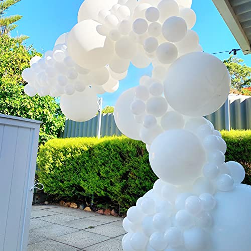 Voircoloria 130pcs White Balloons Different Sizes 18" 12" 10" 5" Party Latex Balloons for Birthday Baby Shower Graduation ...