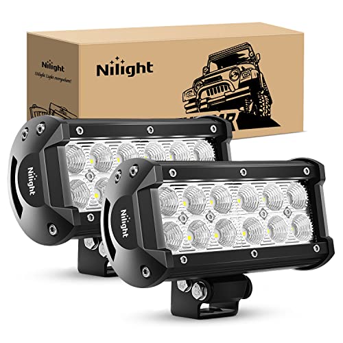 Nilight Led Pods 2Pcs 36W 2800LM 6.5 Inch Flood Off Road Light Bar Super Bright Driving Work Fog Lamps for Trucks Pickup G...
