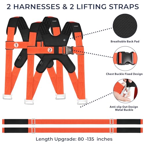 Ytonet Moving Straps, 2-Person Lifting and Moving System, Furniture Lifting Straps with Padded Back Support for Appliance,...