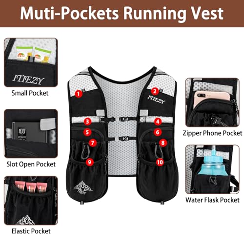 Running Hydration Vest for Women Men - Waterproof Running Water Backpack Hydration Pack with 12 Pockets, Lightweight Water...