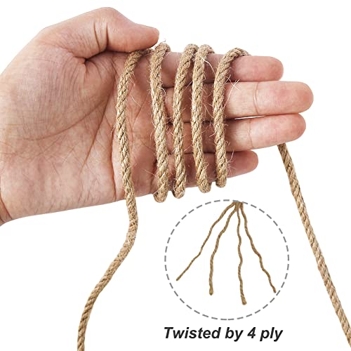 Vivifying Jute Twine, 165 Feet 4mm Thick Natural Jute Rope for Crafts, Garden Ties, Climbing Plants, Hanging and Packing (...