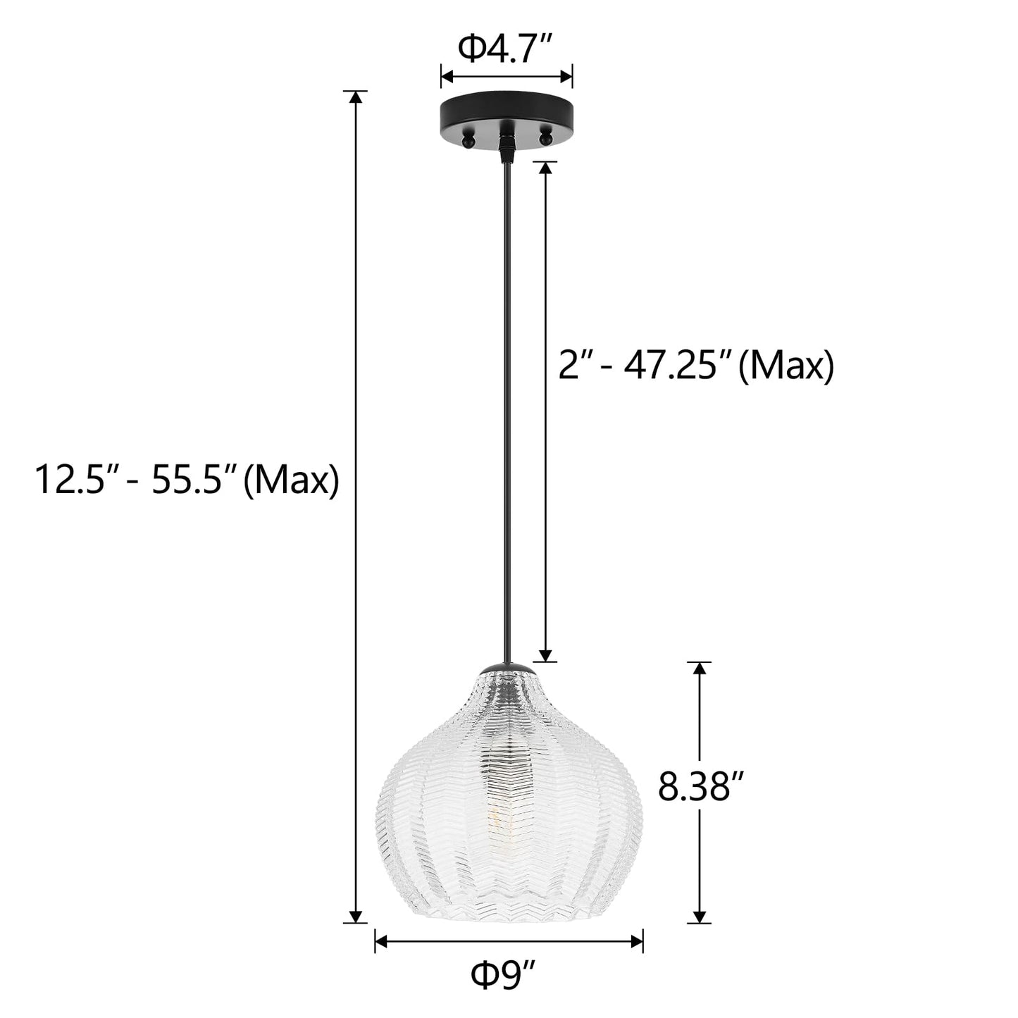 Viluxy Glass Pendant Lights For Kitchen Island Modern Globe Pendant Light Fixture 1 Light Clear Glass Farmhouse Hanging Light Adjustable For Dining Room Entryway Hallway