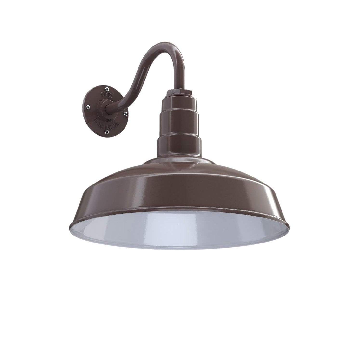Steel Lighting Co. Gardena Barn Light - 16 Dome, 11 Gooseneck, Dark Bronze Porcelain, Outdoor Wall Mounted