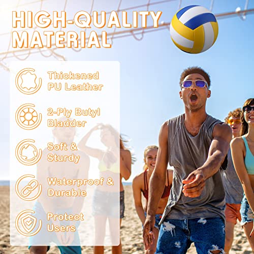 HyDren 4 Pack Outdoor Volleyball with Pump, Recreational Beach Volleyball Bulk for Beginners, Competitive, Recreational Pl...