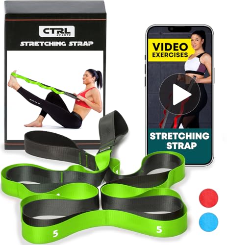 Stretching Strap with Loops - Non Elastic Stretch Band for Physical Therapy, Yoga Strap for Stretching Equipment, Stretch ...