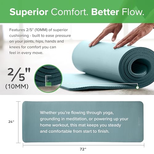 Gaiam Gaiam Essentials 2/5" Thick (10mm) Yoga & Pilates, Fitness & Exercise Mat with Easy-Cinch Carrier Strap Cusion Suppo...