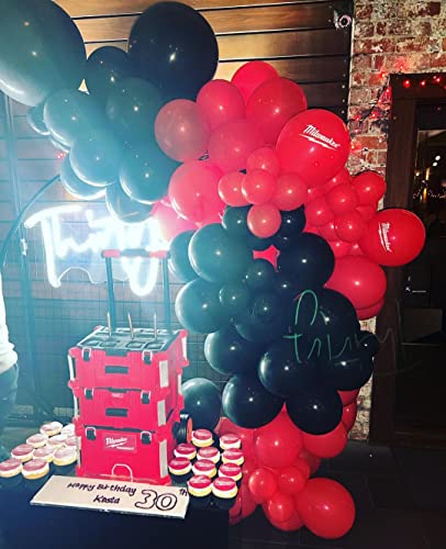 Bezente Red Black Balloons Garland Kit,100Pcs Black Red Balloons and Red Black Confetti Balloons Arch for Wedding Birthday...