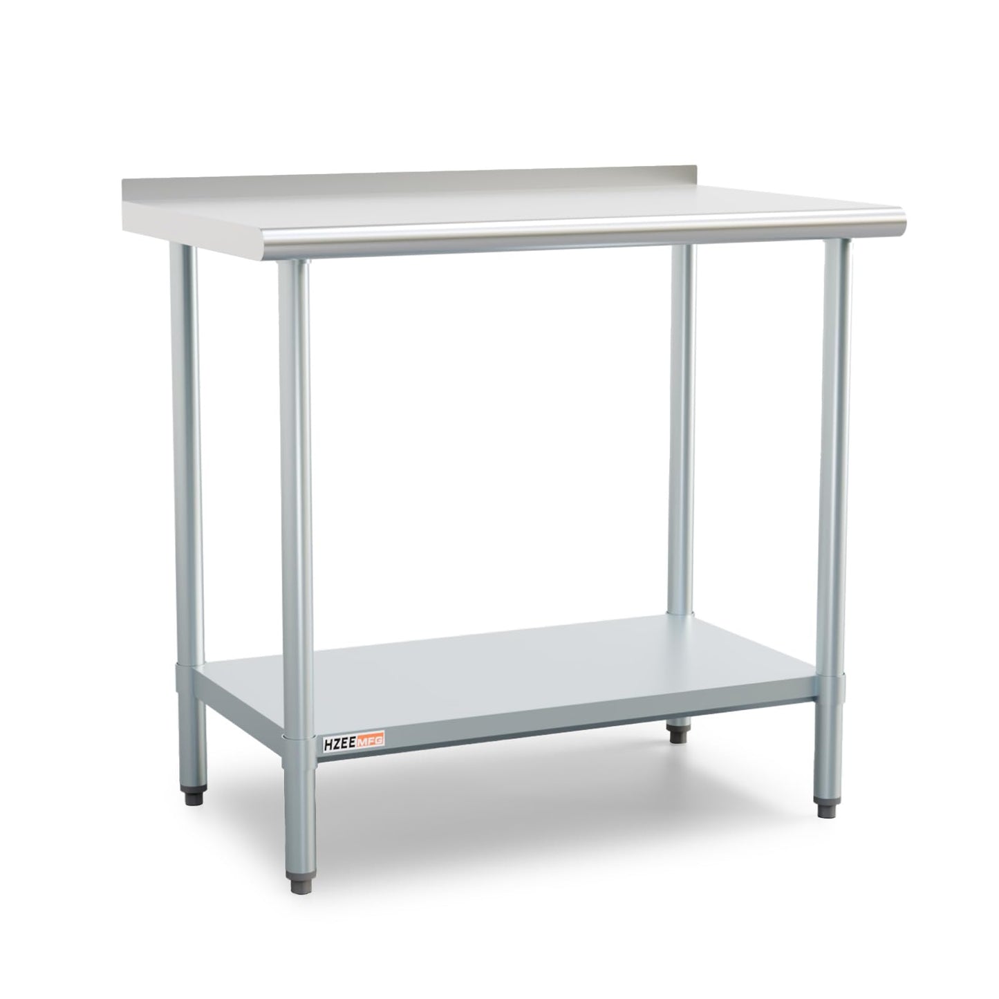 HZEEMFG Stainless Steel Table 36x24 inches 3ft for Prep & Work, Heavy Duty Table with Backsplash for Commercial Kitchen, Restaurant, Home, Hotel, Laundry Room,Garage, Workshops