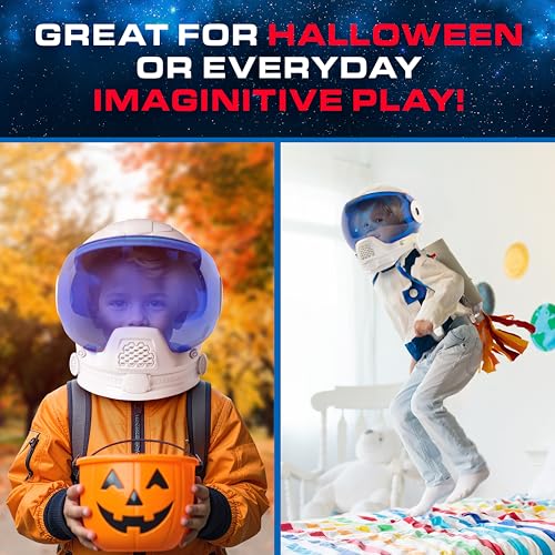 NASA Astronaut Helmet Halloween Costume Accessory for Kids – Wearable Space Helmet with Foam Padding, Sticker Sheet & Lear...