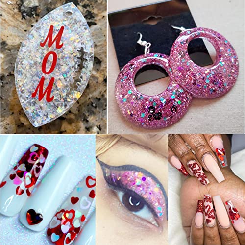 LoveOurHome 4 Boxes Iridescent Nail Glitter Sequins Set Heart Star Butterfly Shapes Glitters Flakes Sticker Manicure Acces...