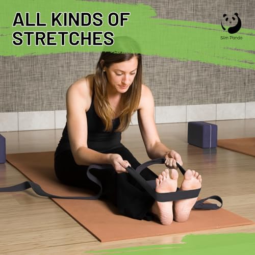 Slim Panda Yoga Strap for Stretching,Cotton Yoga Strap with Adjustable D-Ring Buckle,Non-Elastic Yoga Belt for Pilates,Gym...