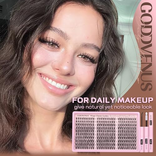 Goddvenus Lash Clusters Kit Wispy Eyelash Clusters Lashes Natural DIY Lash Extension Kit 10-16mm Cluster Eyelash Extension...