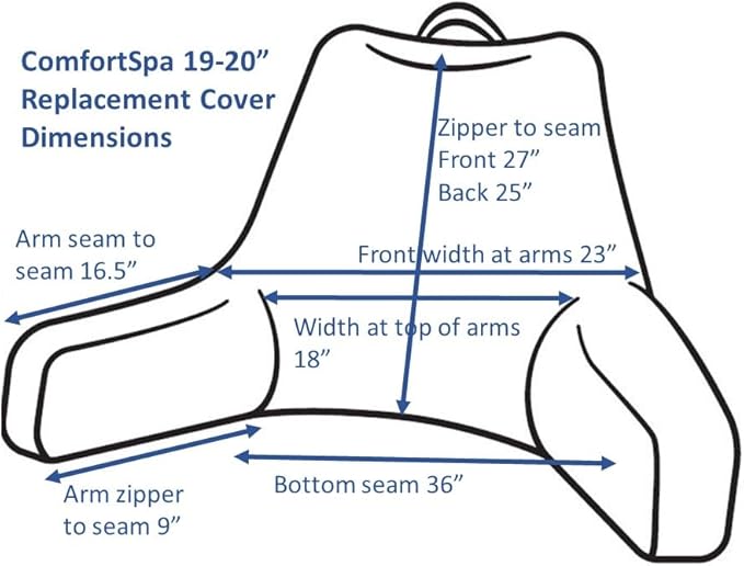 ComfortSpa Reading Pillow Replacement Cover for 19 inch Back Rest Pillow, Polyester Velour Machine Wash and Dry (Black)