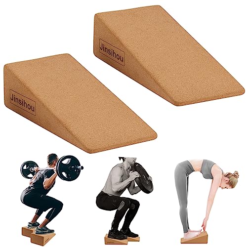 Squat Wedge Block Non-Slip Slant Board Calf Stretcher, 2pcs Ankle Knee Leg Stretcher, Heavy Duty Incline Ramp for Heel Ele...