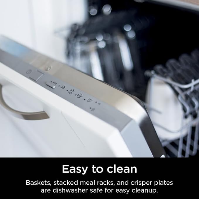 Ninja DoubleStack 2-Basket Air Fryer, DoubleStack Technology Cooks 4 Foods at Once, Space Saving Design, 8 QT, 6-in-1, Smart Finish & Match Cook, Air Fry, Broil, Bake, Easy Meals & Clean, Black, SL201