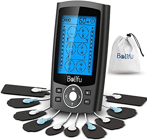 Belifu Dual Channel TENS EMS Unit 24 Modes Muscle Stimulator for Pain Relief Therapy, Electronic Pulse Massager Muscle Mas...