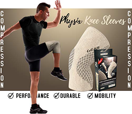 Physix Gear Knee Compression Sleeve for Men & Women - Best Compression Knee Brace for Walking, Running, Gym, Basketball, W...
